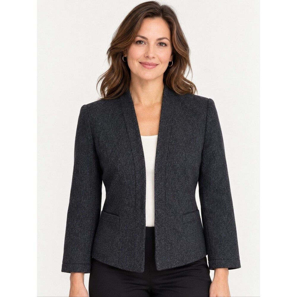 EUC Vintage Floyd Williams women's open front wool jacket blazer top 6P